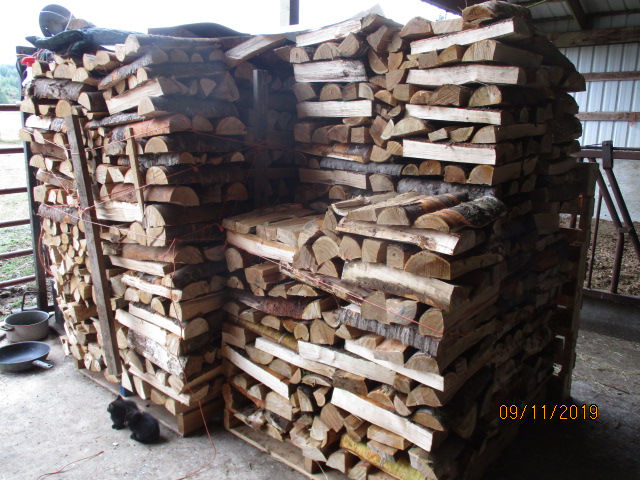 A stack of split cherry wood